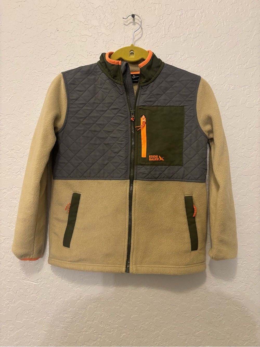Eddie Bauer Boys tan Color Fleece Jacket L 10/12